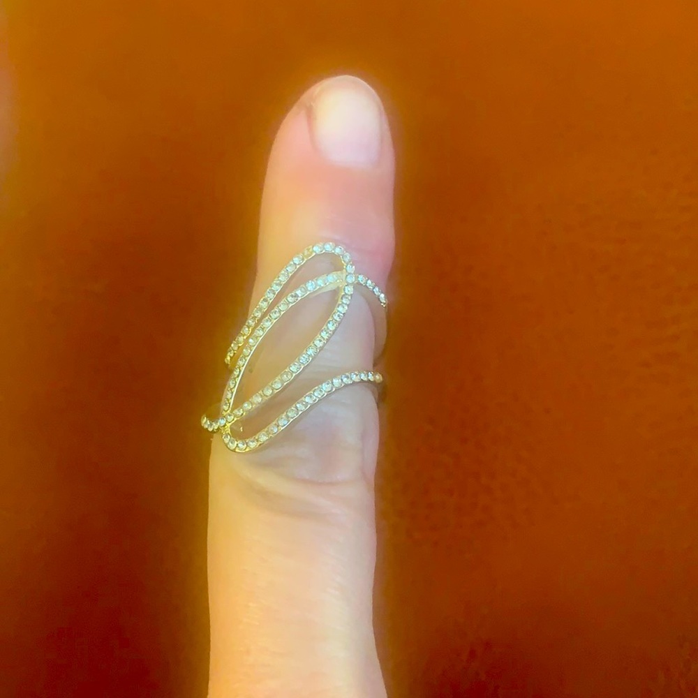 Abstract rhinestone ring in gold